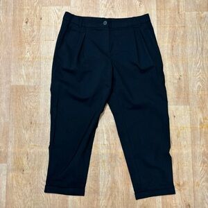 Y2K J. Crew office siren pleated navy wool blend cropped capri trousers